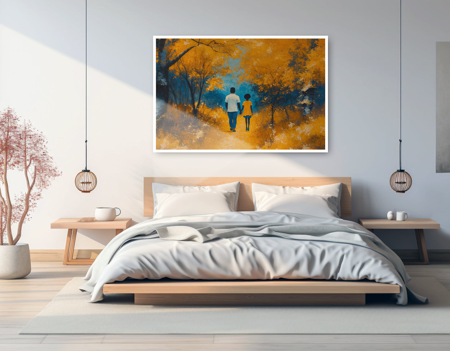 Black Father and Child Forest Black family wall art artwork view