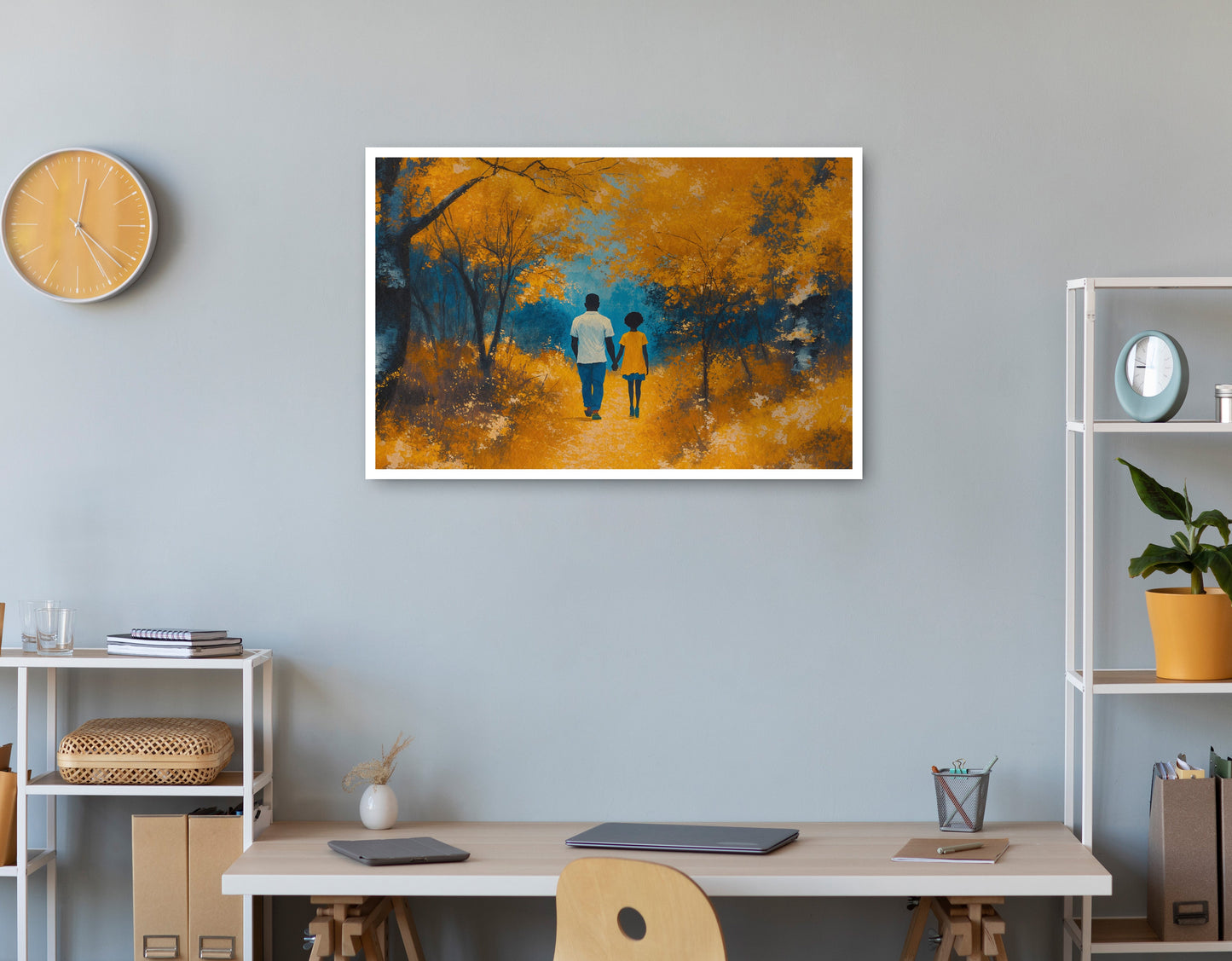 Black Father and Child Forest Black family wall art print view