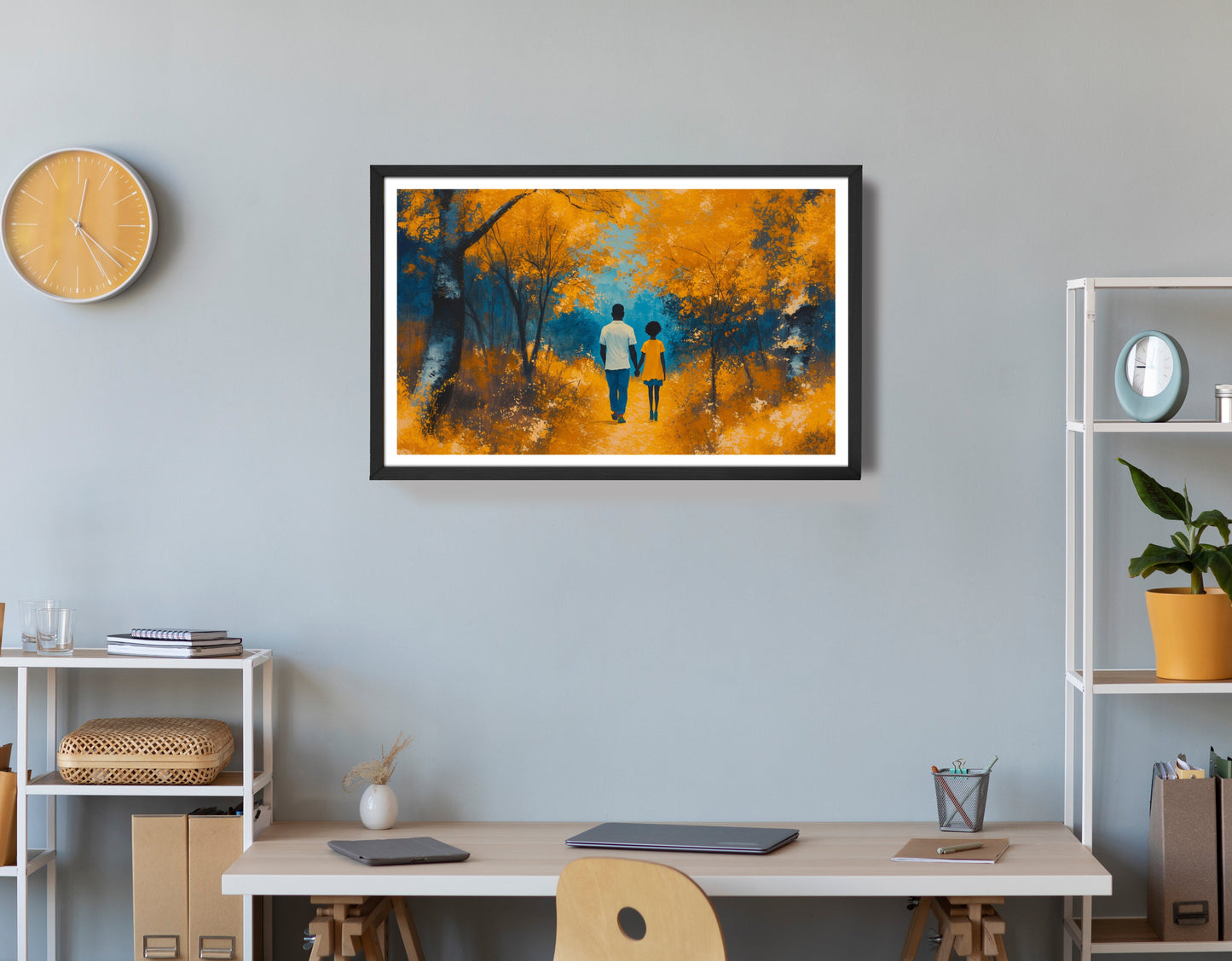 Black Father and Child Forest Black family wall art view 72
