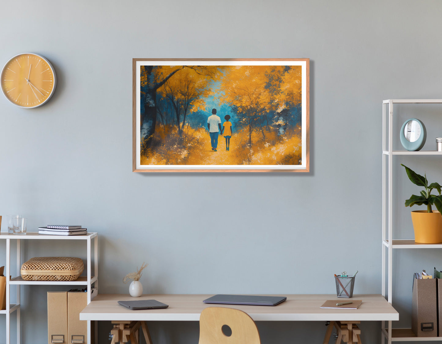 Black Father and Child Forest Black family wall art view 84