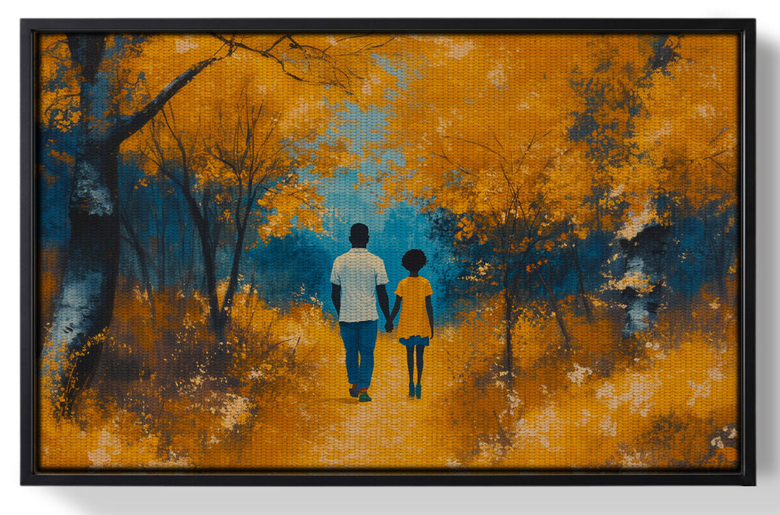 Framed Black Father and Child Forest Black family wall art for home decor