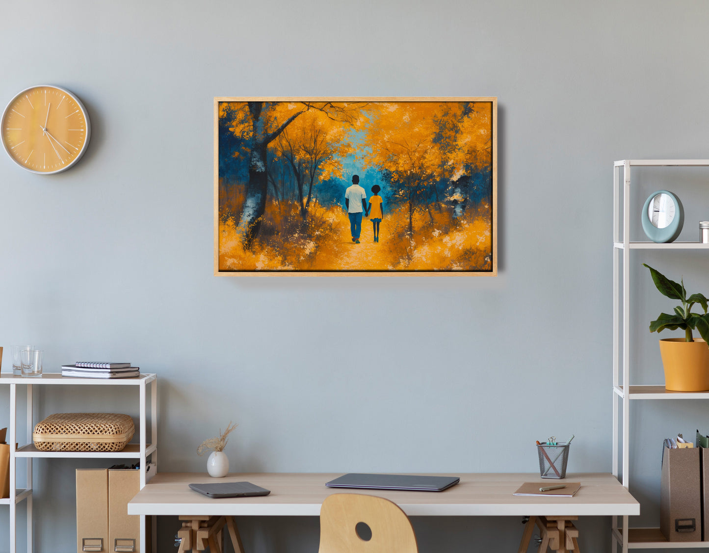 Black Father and Child Forest Black family wall art view 54