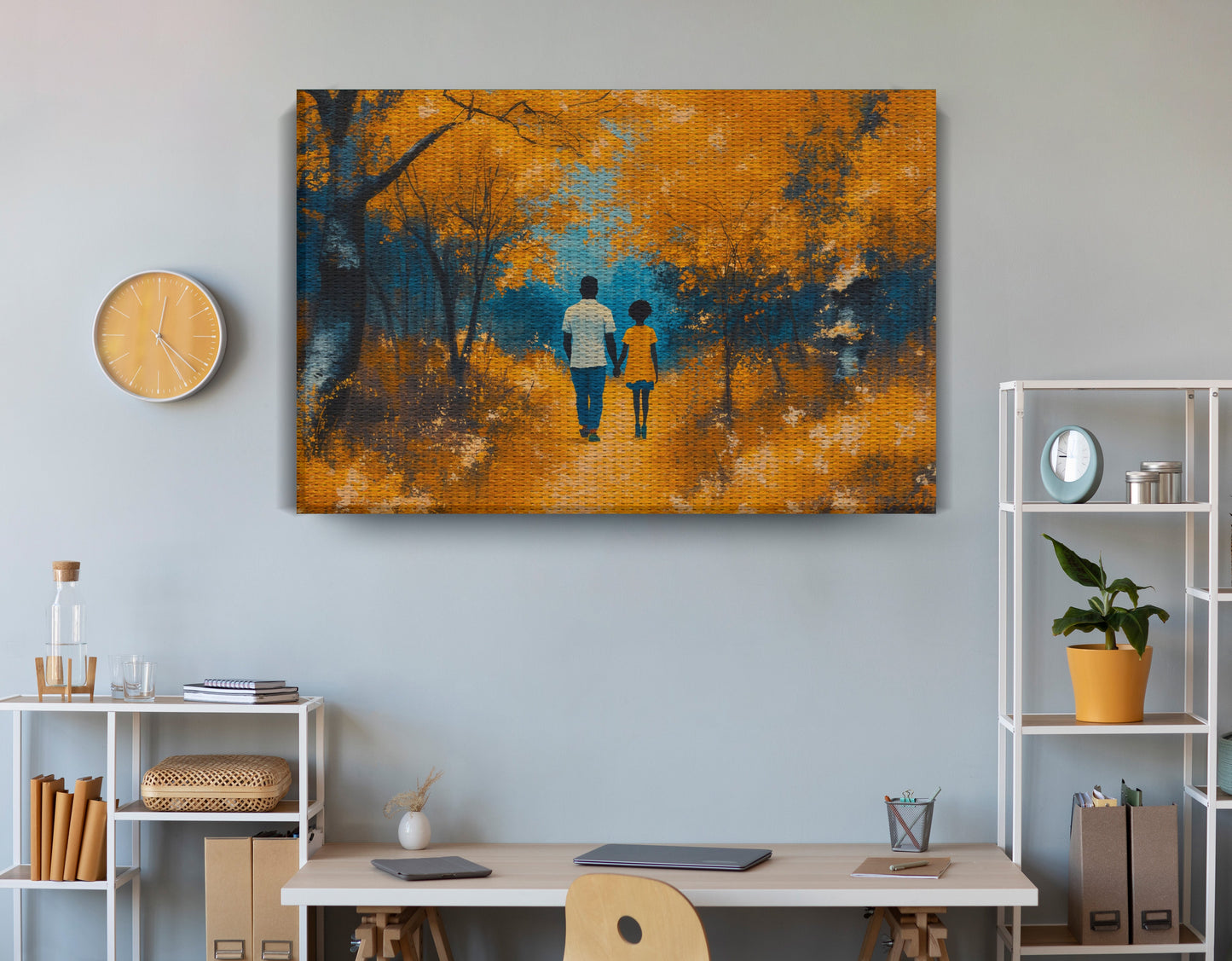 Black Father and Child Forest Black family wall art view 18