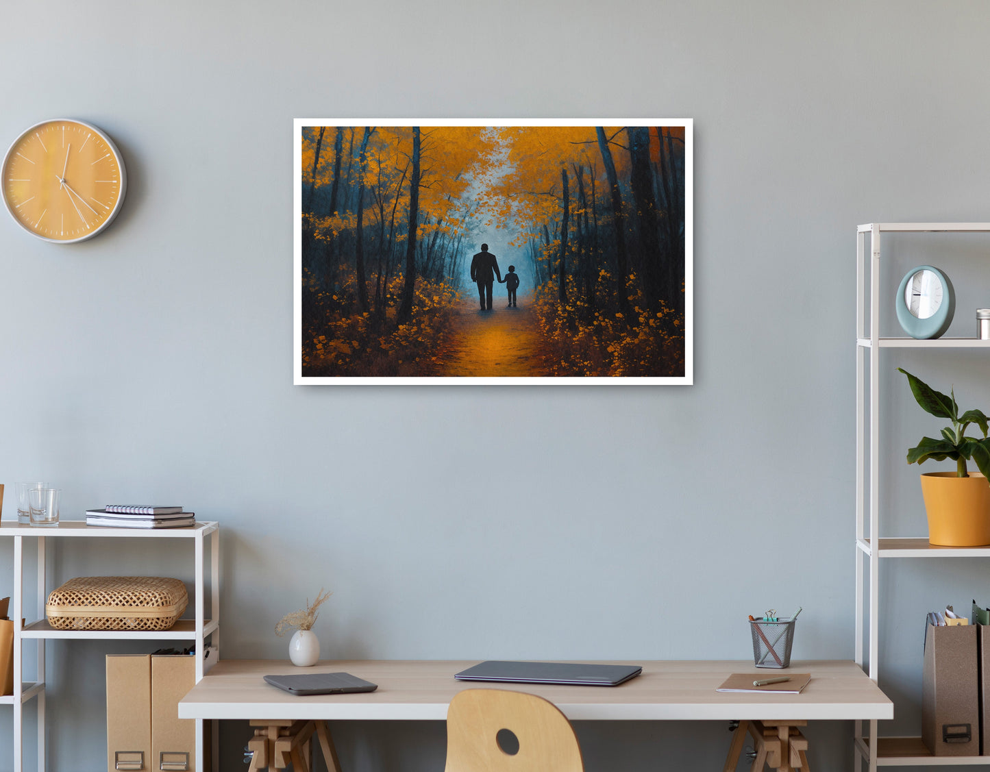 Black Father and Child Path Black family wall art print view