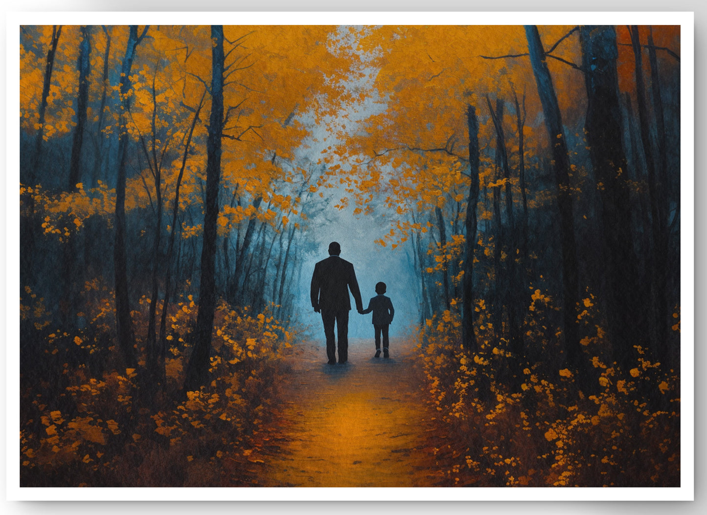 Black Father and Child Path Black family wall art canvas print by MoomZee Artwork