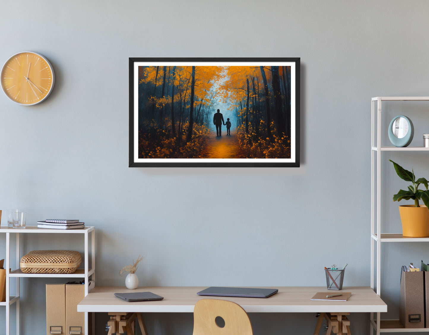 Black Father and Child Path Black family wall art view 72