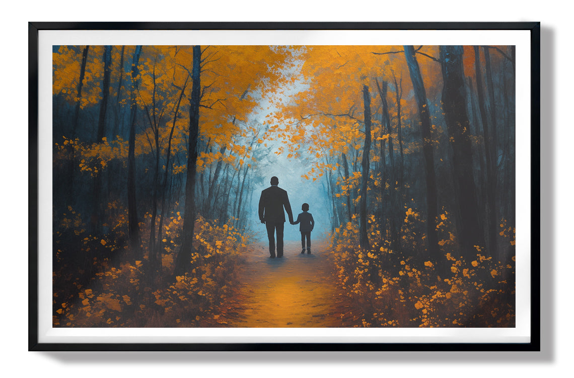 Black Father and Child Path Black family wall art view 67