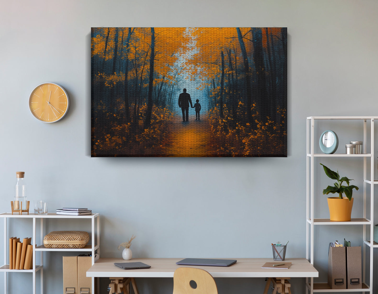 Black Father and Child Path Black family wall art view 18