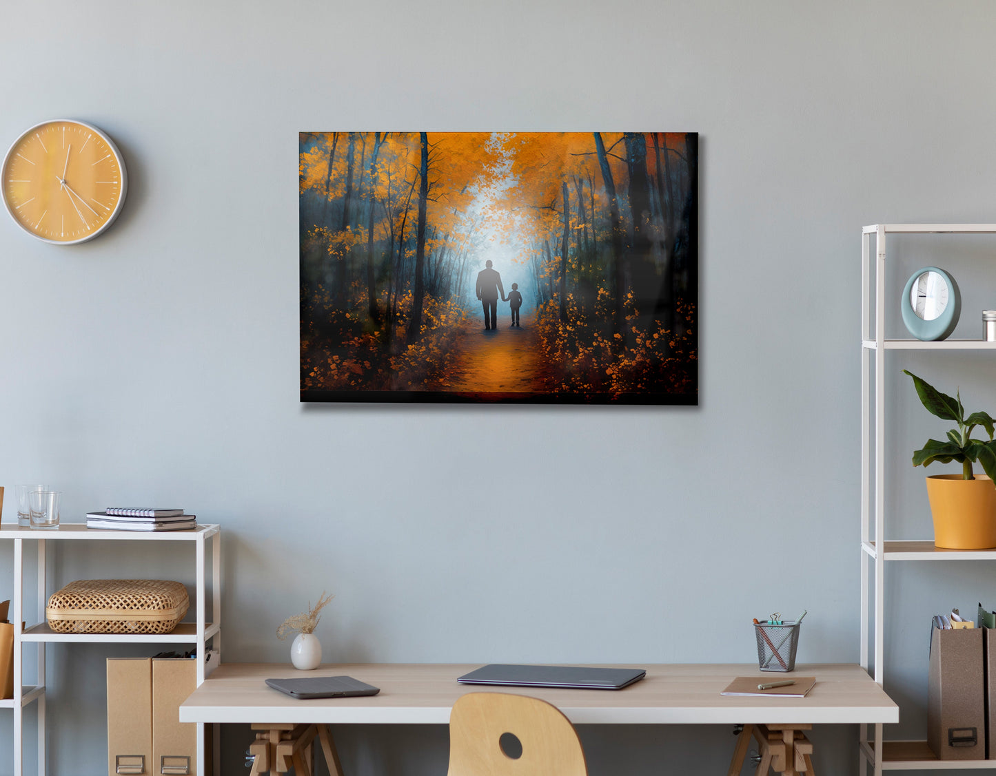 Black Father and Child Path Black family wall art view 24