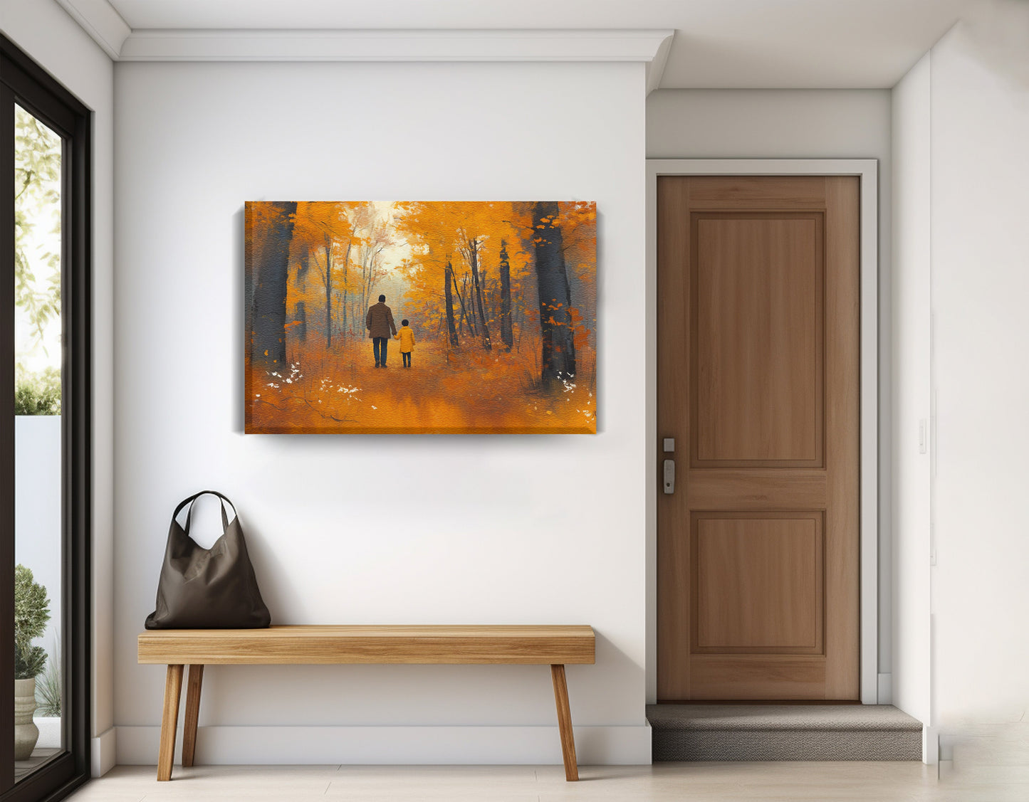 Black Father and Daughter Black man wall art displayed as entryway wall decor