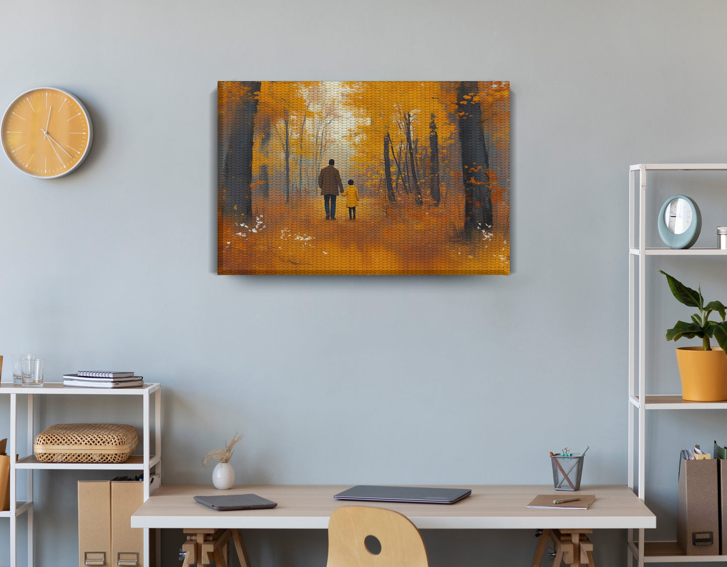 Black Father and Daughter Black man wall art displayed as office wall decor
