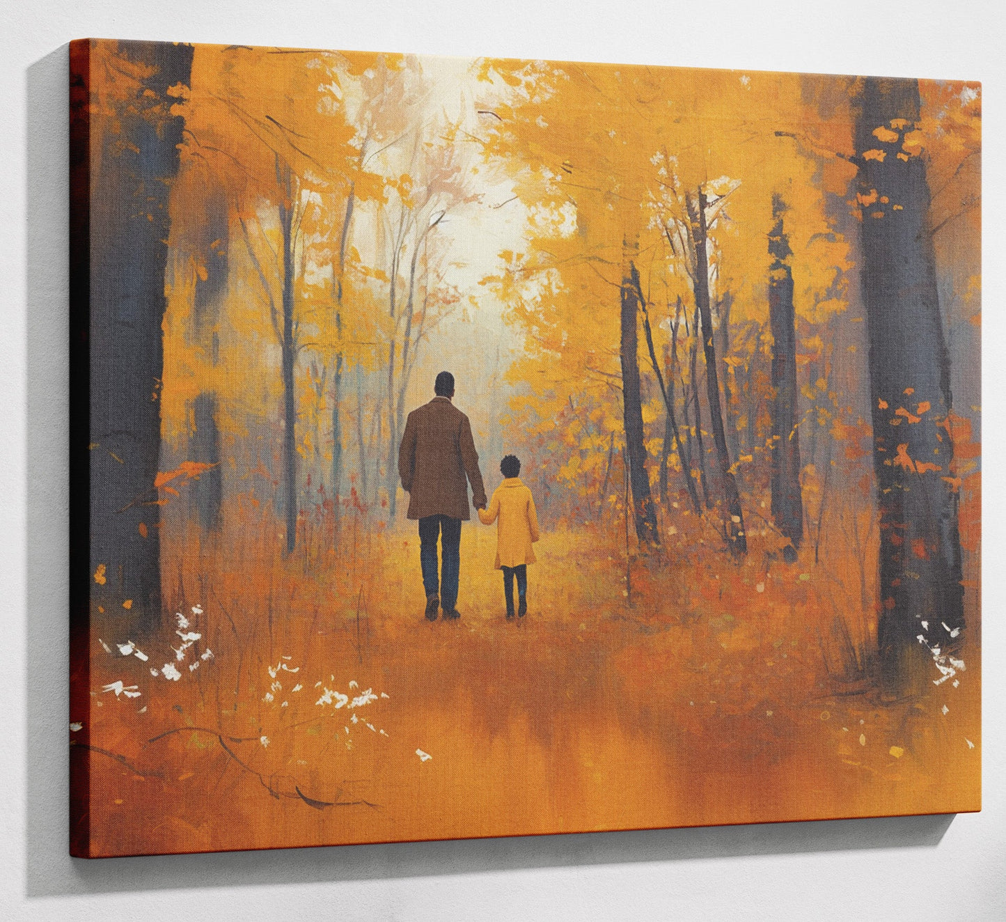 Black Father and Daughter Black man wall art canvas print with visible wall art format