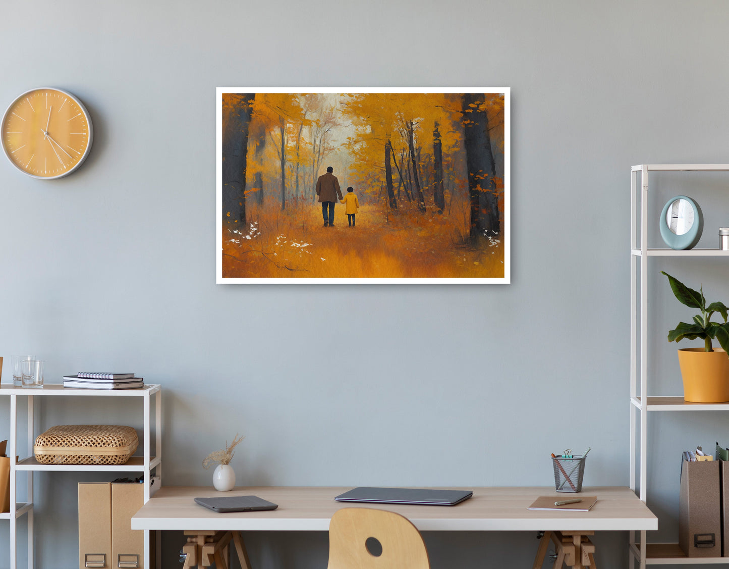 Black Father and Daughter Black man wall art print view