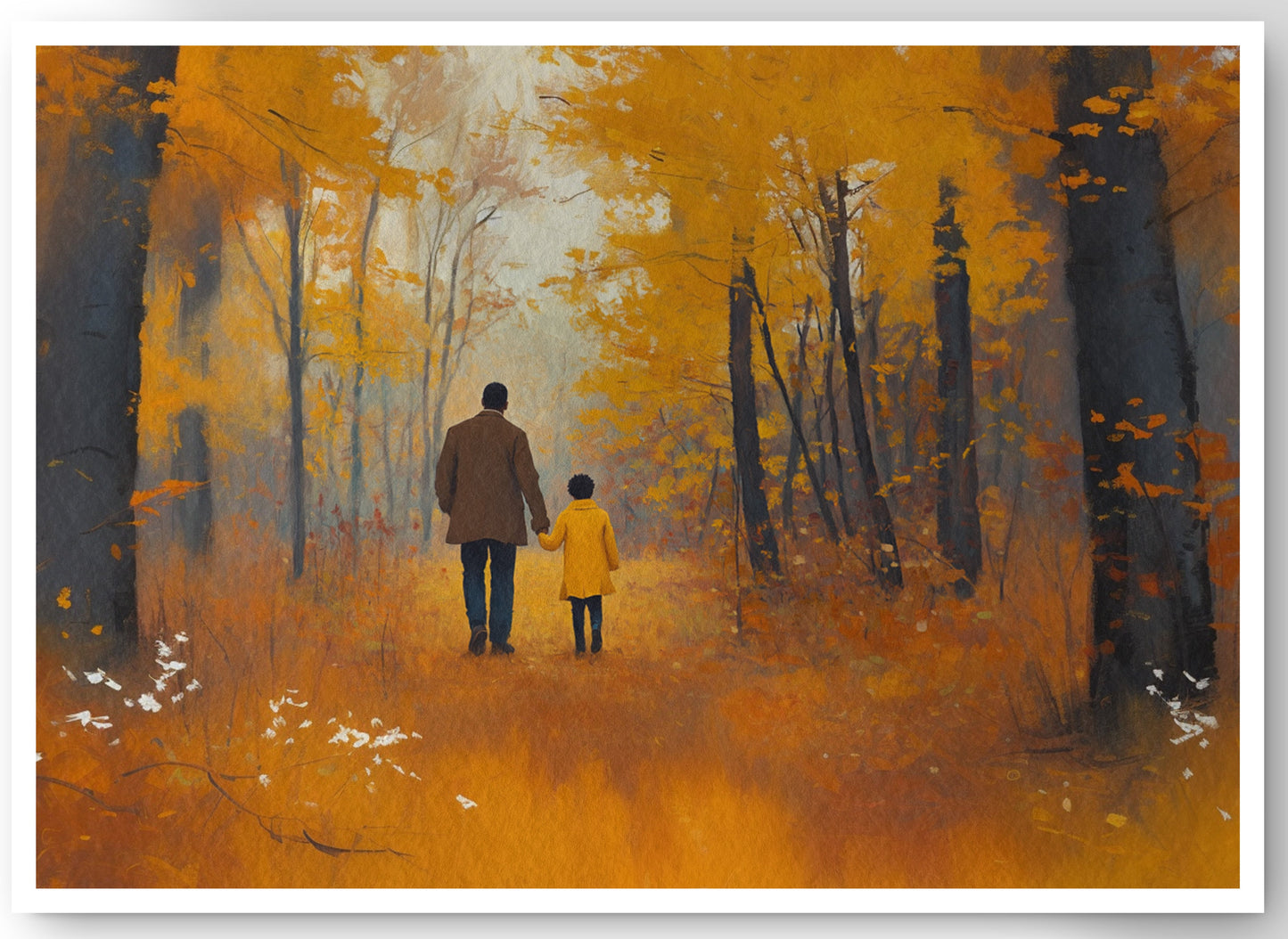 Black Father and Daughter Black man wall art canvas print by MoomZee Artwork