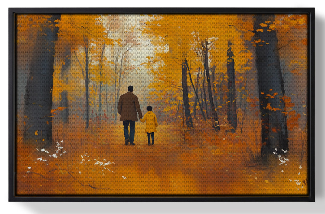 Framed Black Father and Daughter Black man wall art for home decor