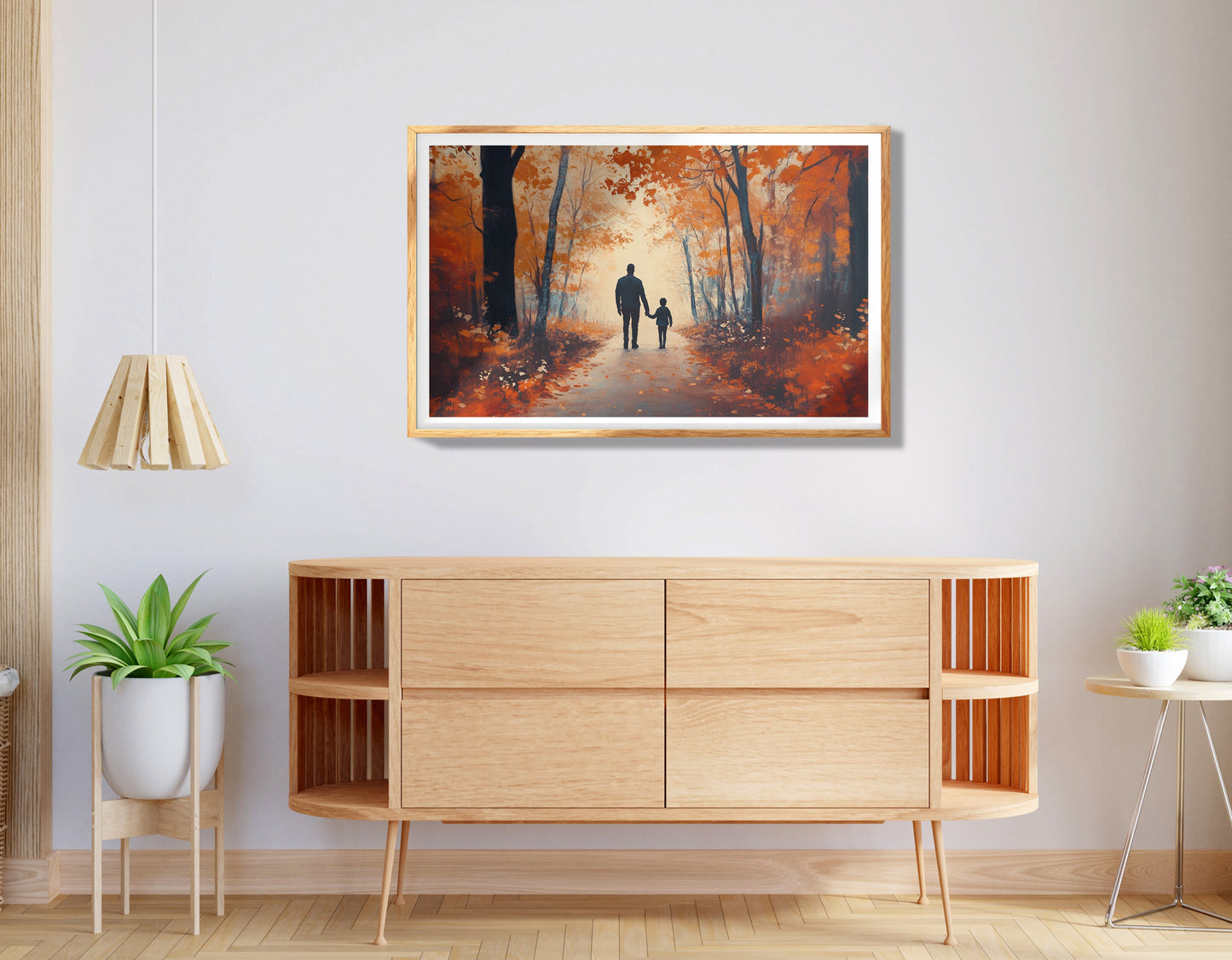 Black Father and Child Autumn Black family wall art view 74