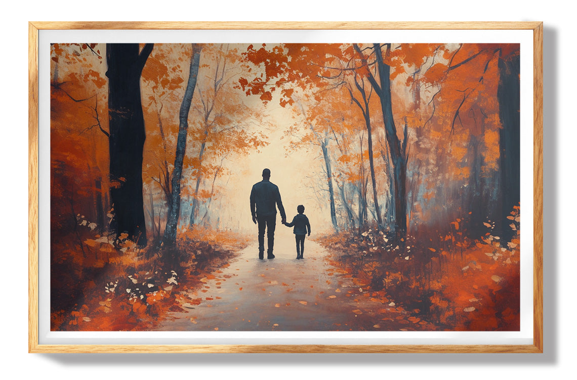 Black Father and Child Autumn Black family wall art view 73