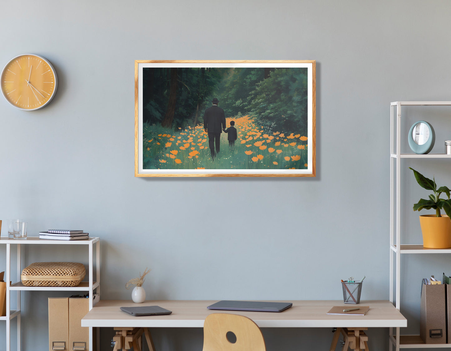 Black Father and Child Forest Black family wall art view 78