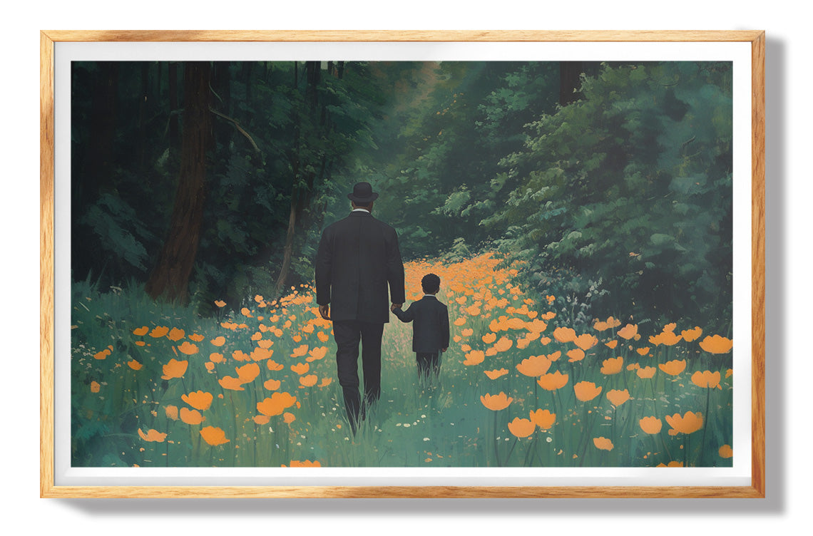 Black Father and Child Forest Black family wall art view 73