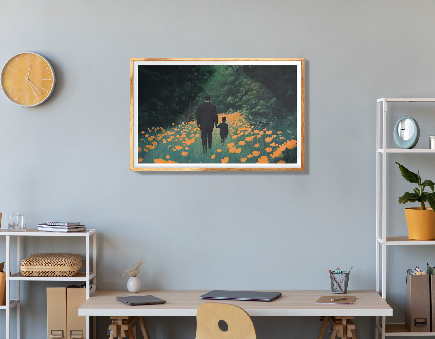 Black Father and Child Path Black family wall art view 78