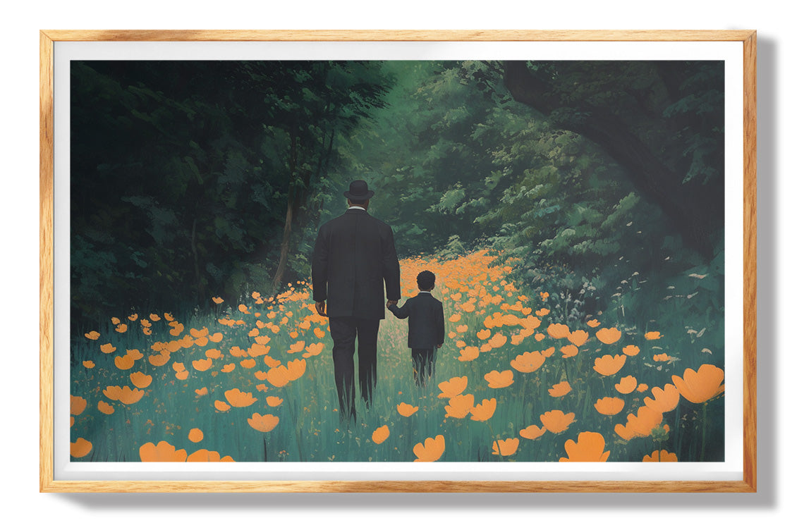 Black Father and Child Path Black family wall art view 73