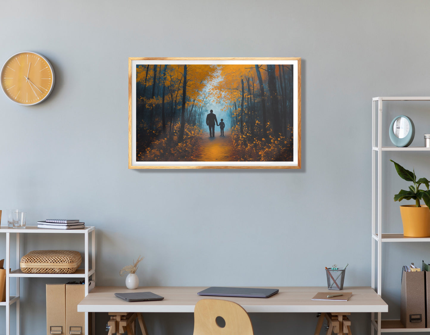 Black Father and Child Autumn Black family wall art view 78