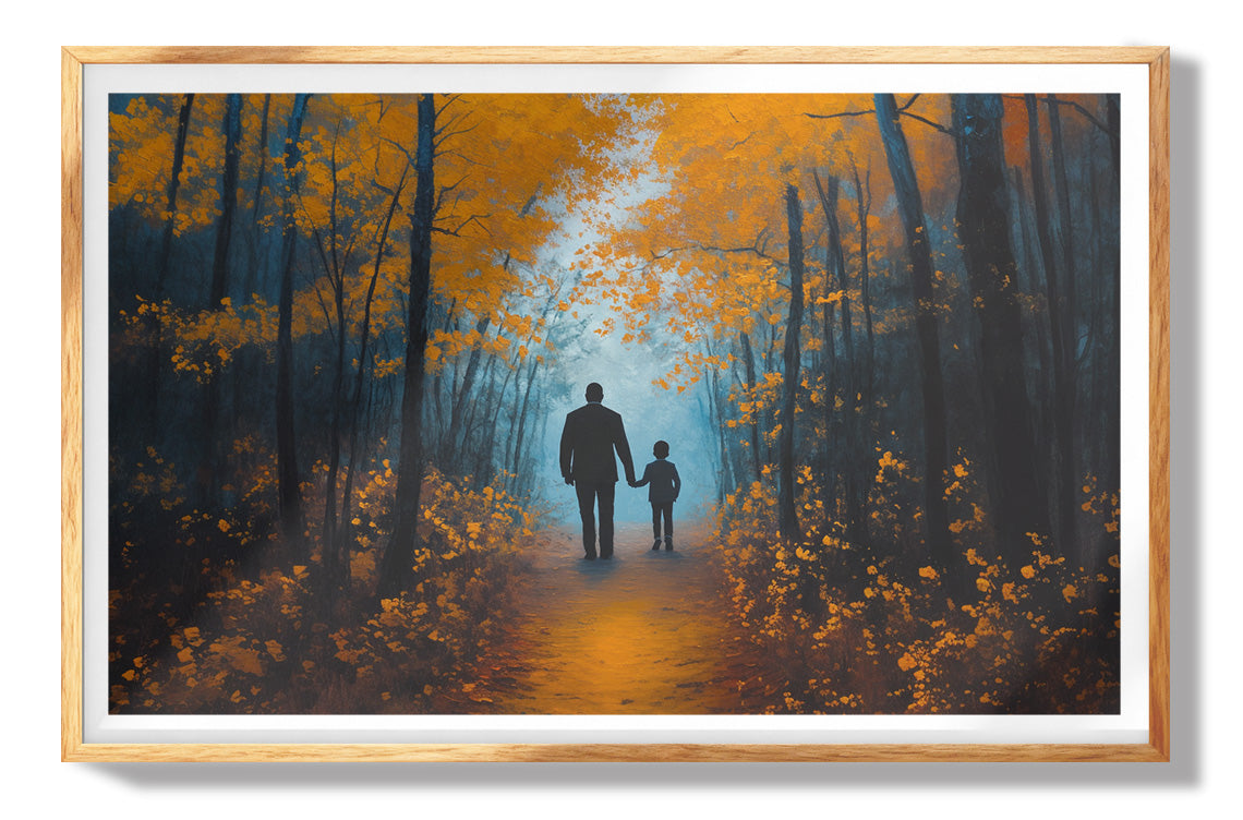 Black Father and Child Autumn Black family wall art view 73