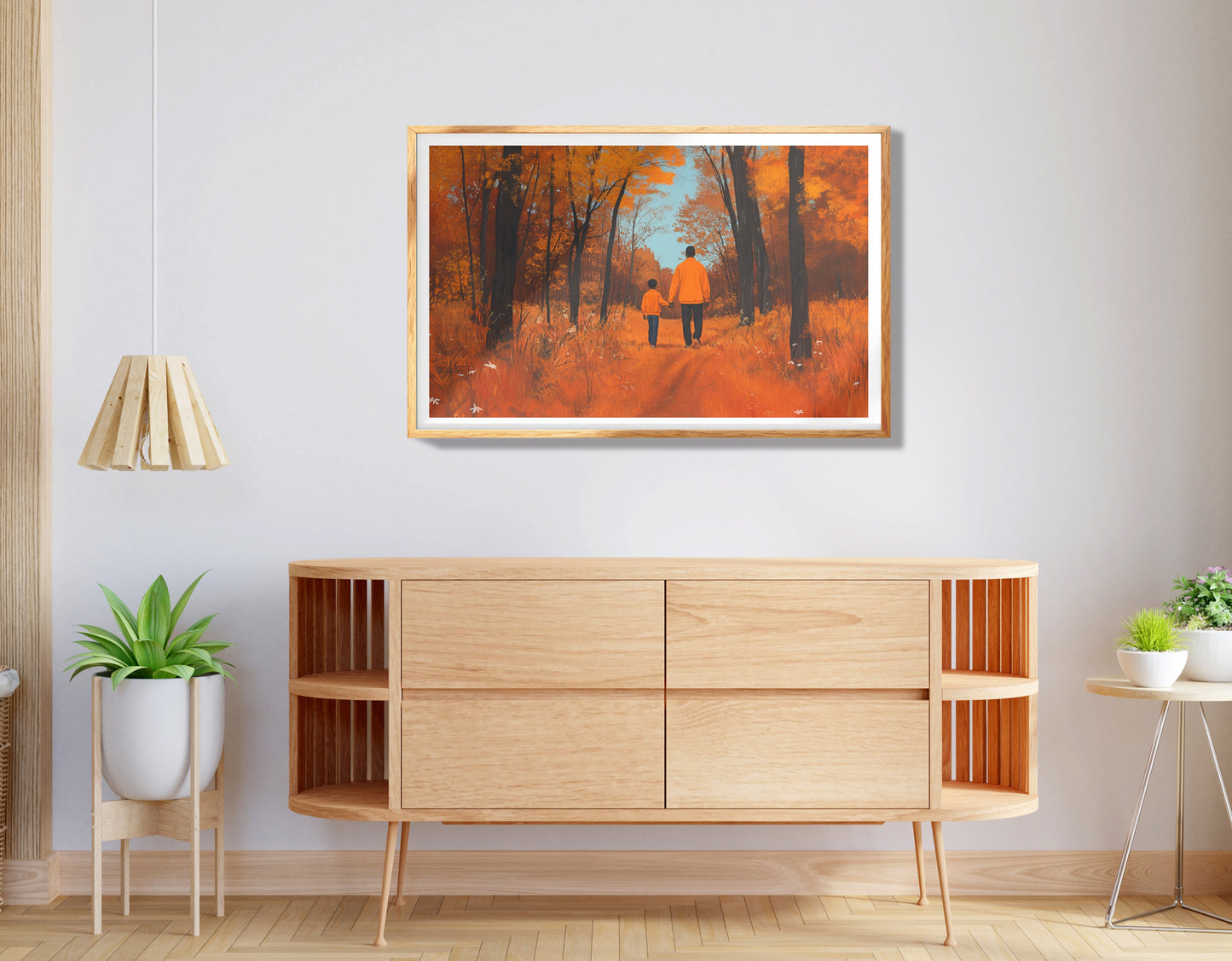 Black Father and Child Blue Forest Black family wall art view 74