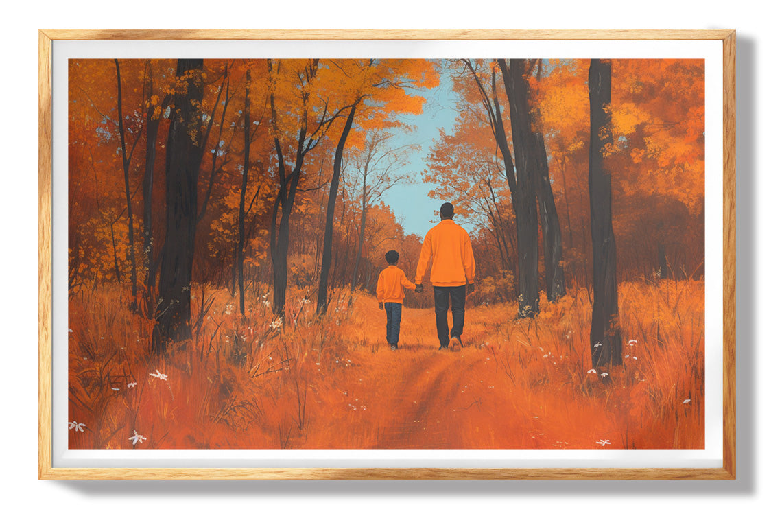 Black Father and Child Blue Forest Black family wall art view 73
