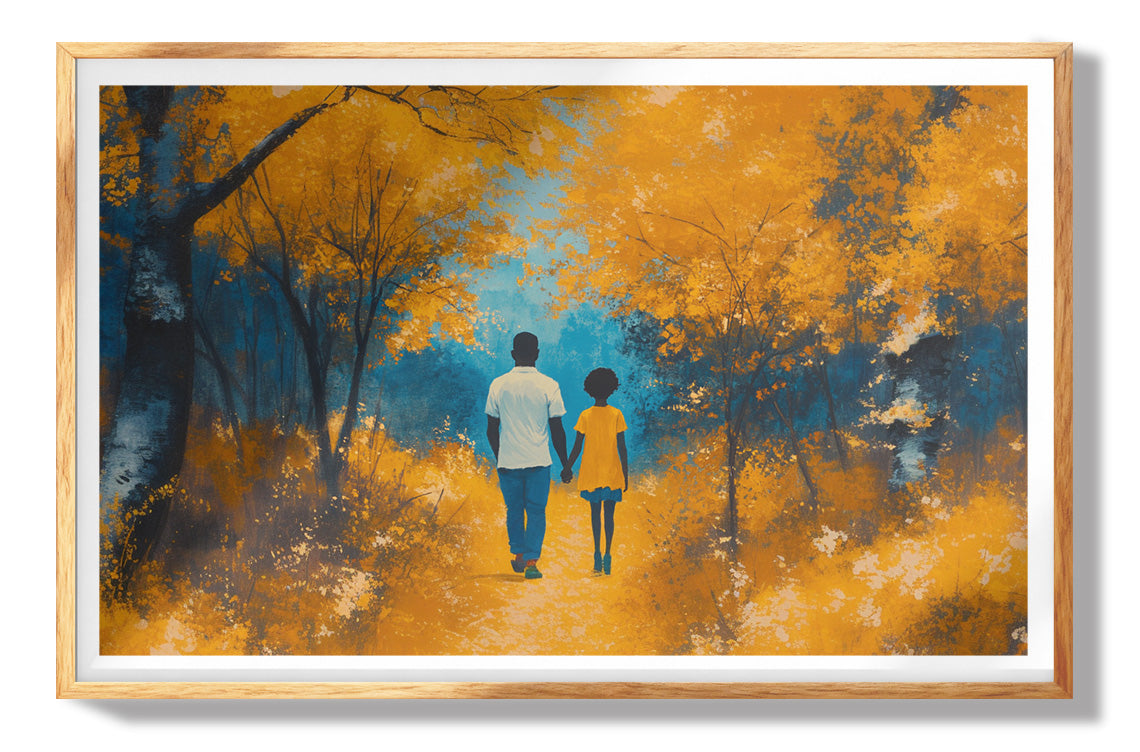 Black Father and Child Flower Field Black family wall art view 73