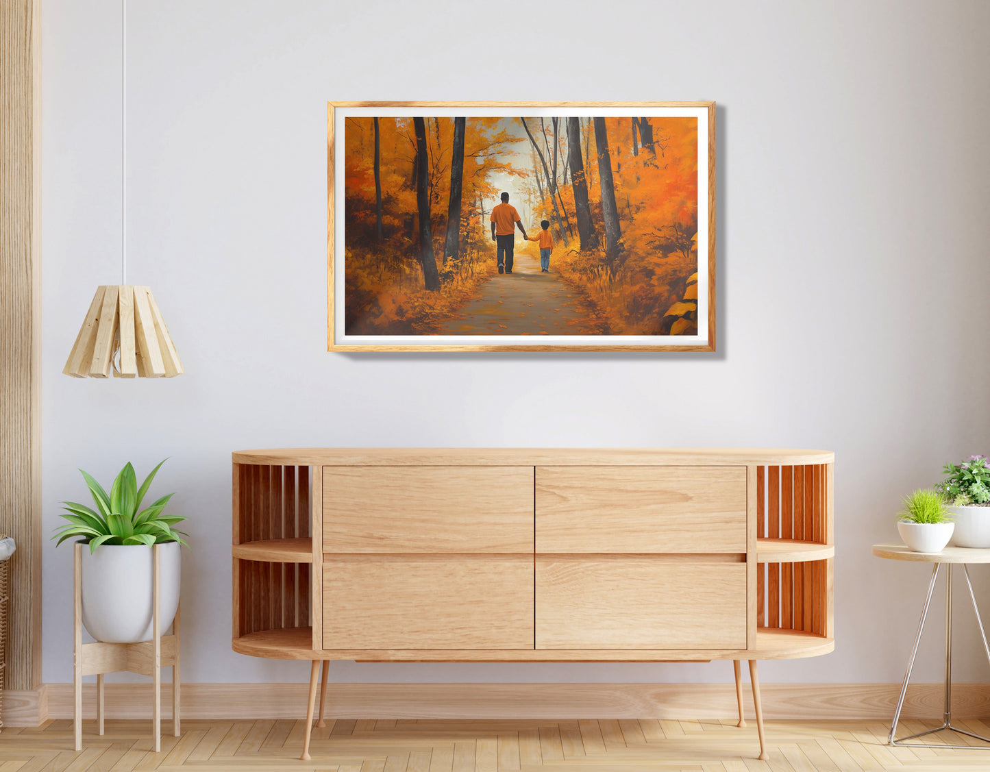 Black Father and Child Floral Path Black family wall art view 74