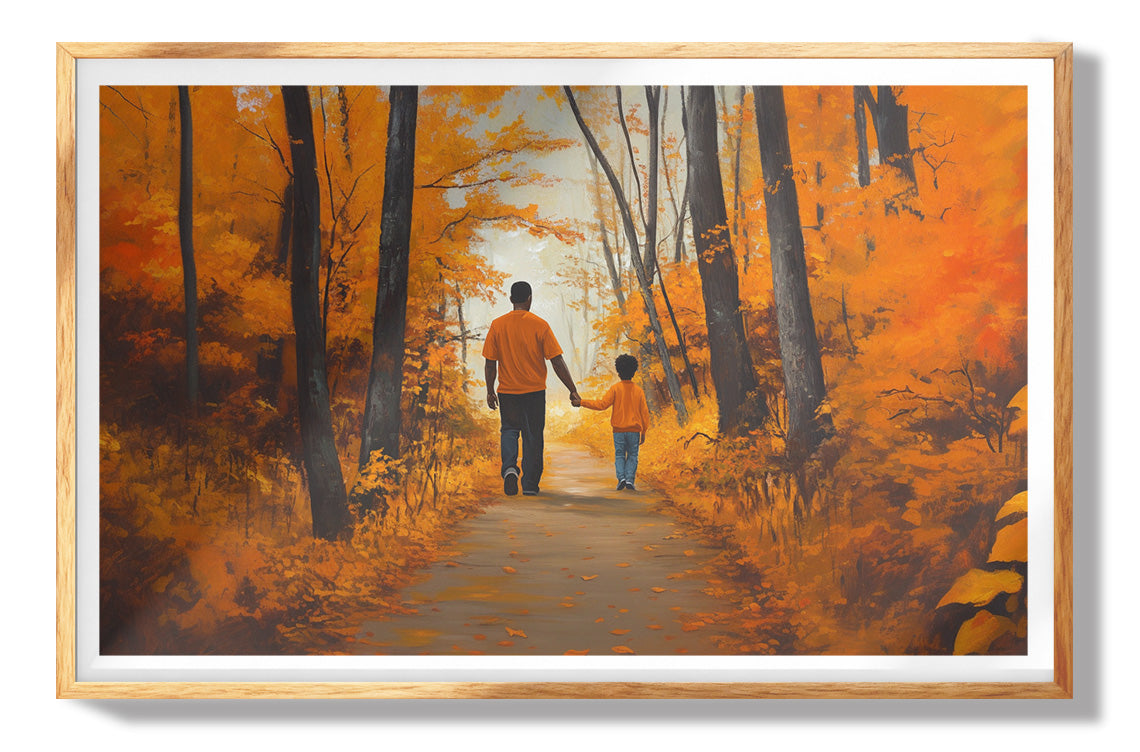 Black Father and Child Floral Path Black family wall art view 73