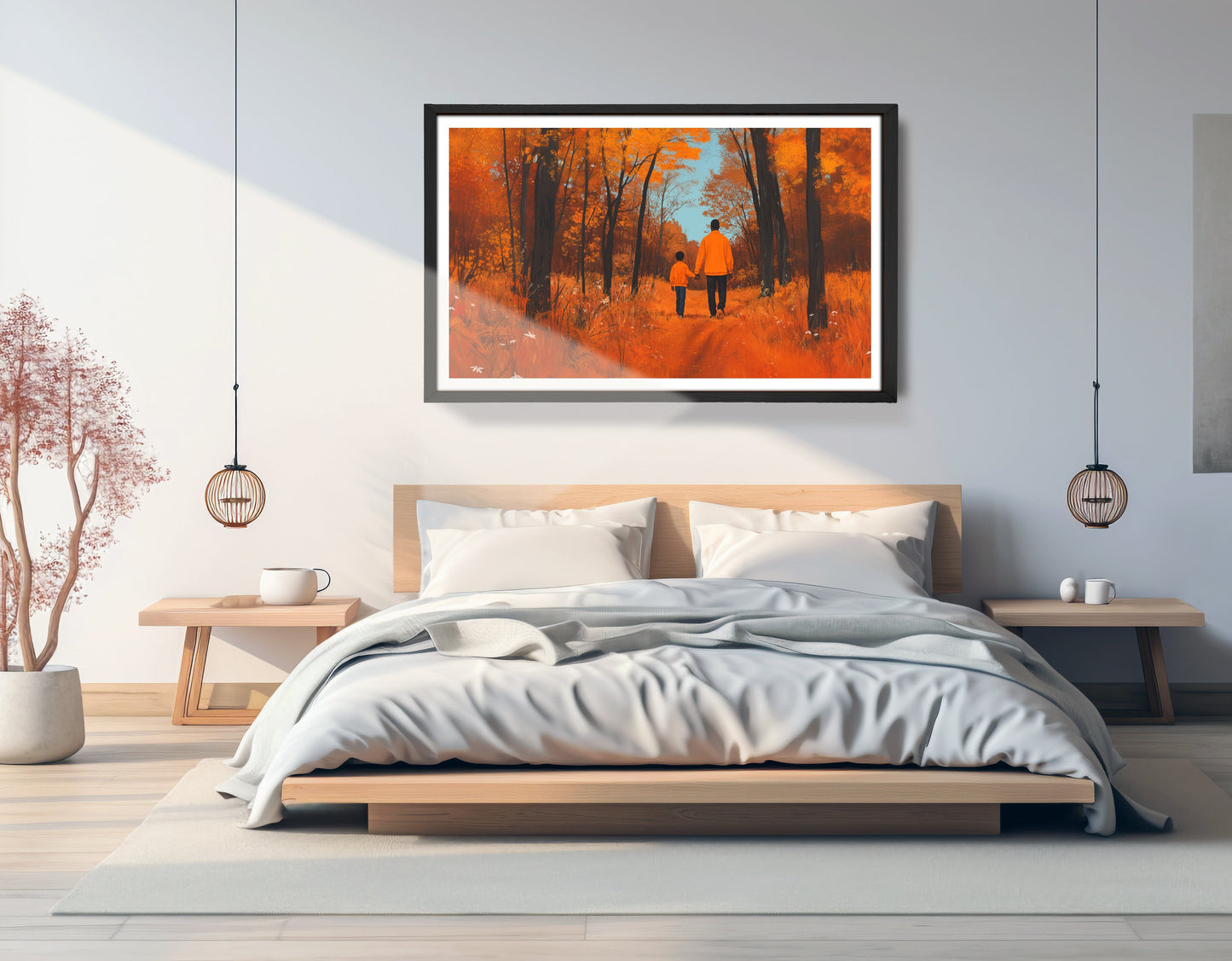 Black Father and Child Autumn Black family wall art view 69