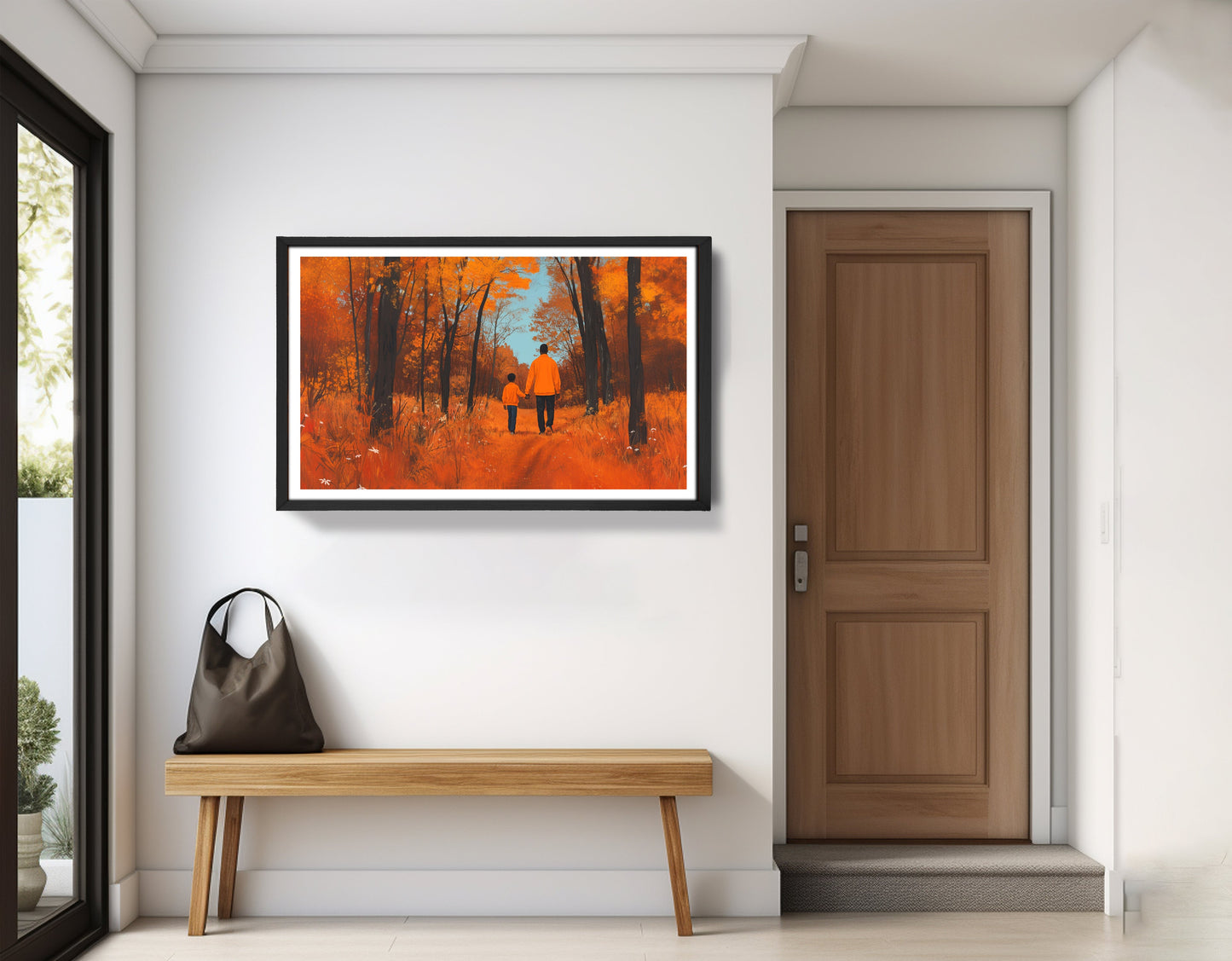 Black Father and Child Autumn Black family wall art view 71