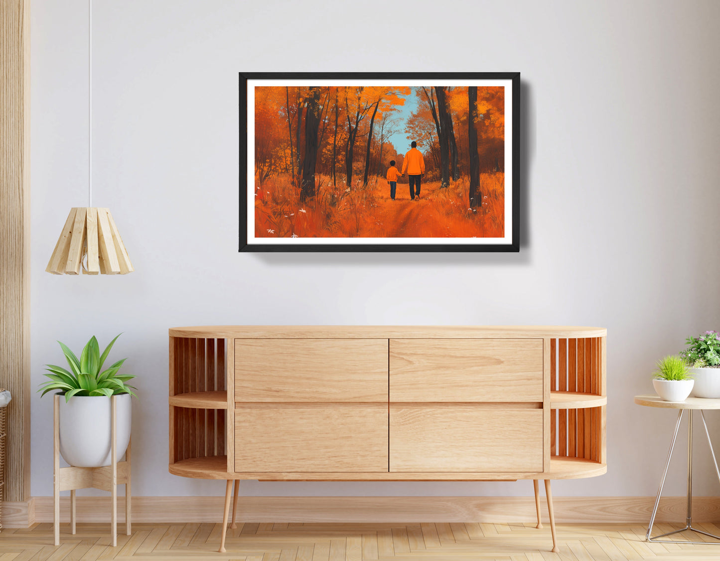 Black Father and Child Autumn Black family wall art view 68
