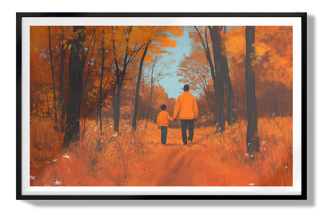 Black Father and Child Autumn Black family wall art view 67