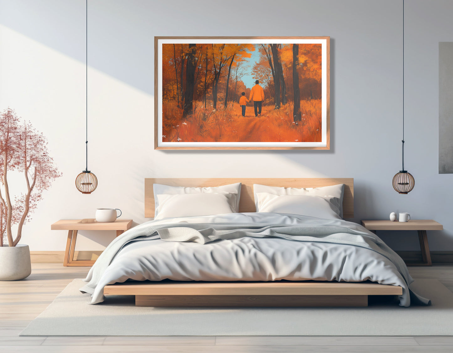 Black Father and Child Autumn Black family wall art view 81