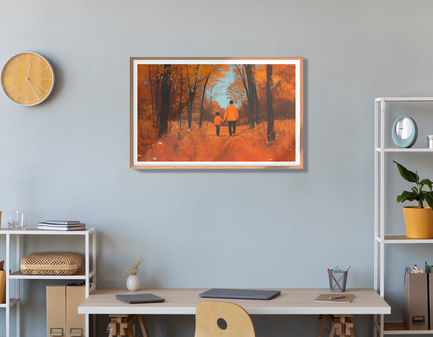 Black Father and Child Autumn Black family wall art view 84