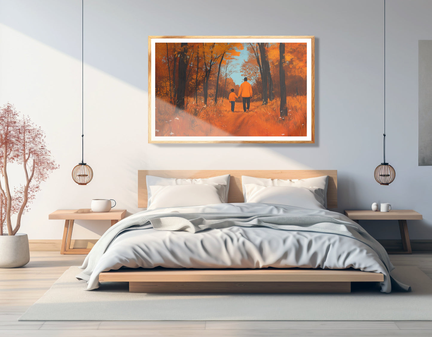 Black Father and Child Autumn Black family wall art view 75
