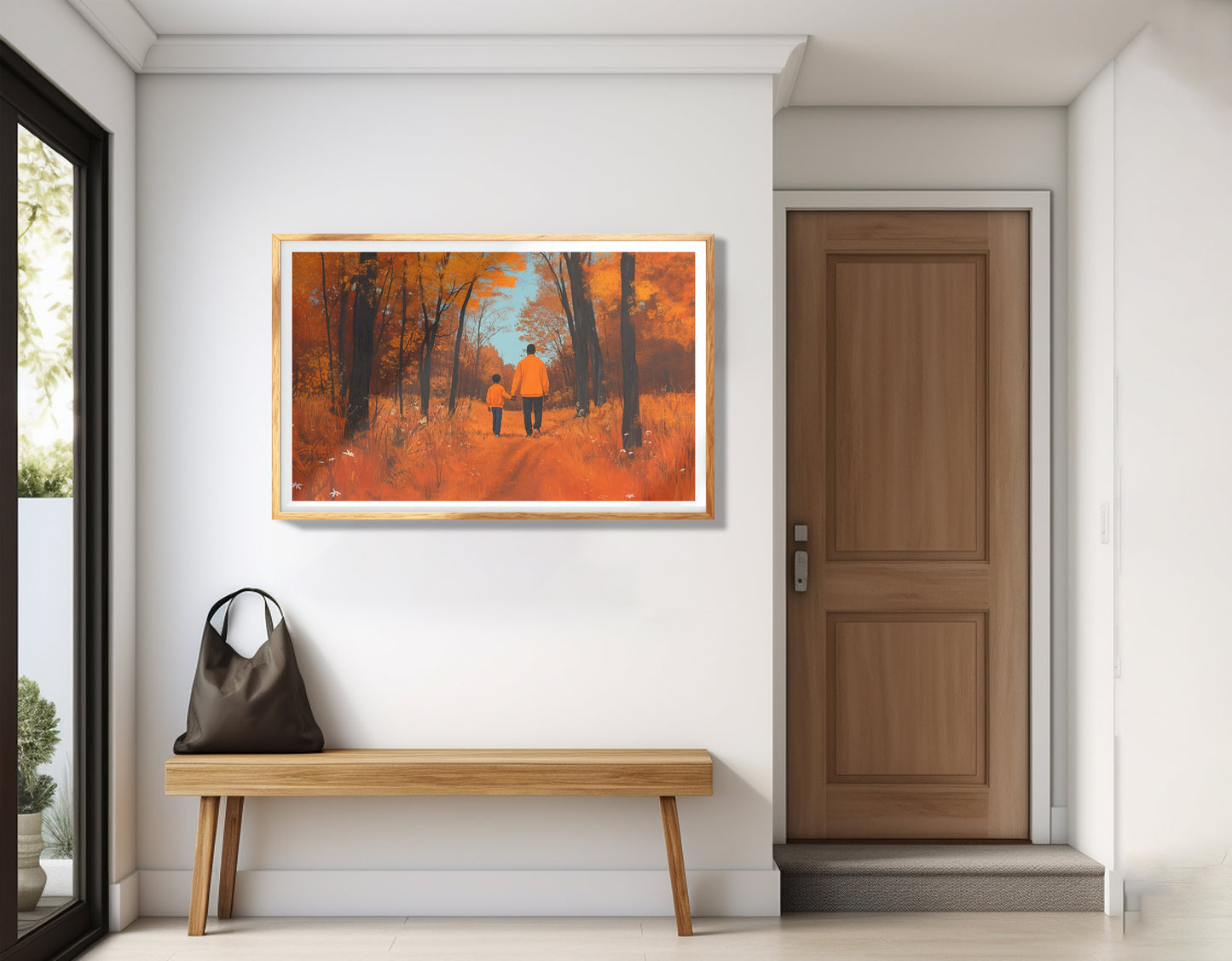Black Father and Child Autumn Black family wall art view 77