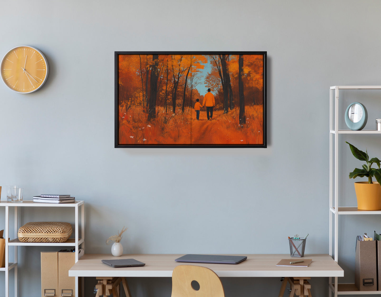 Black Father and Child Autumn Black family wall art view 30