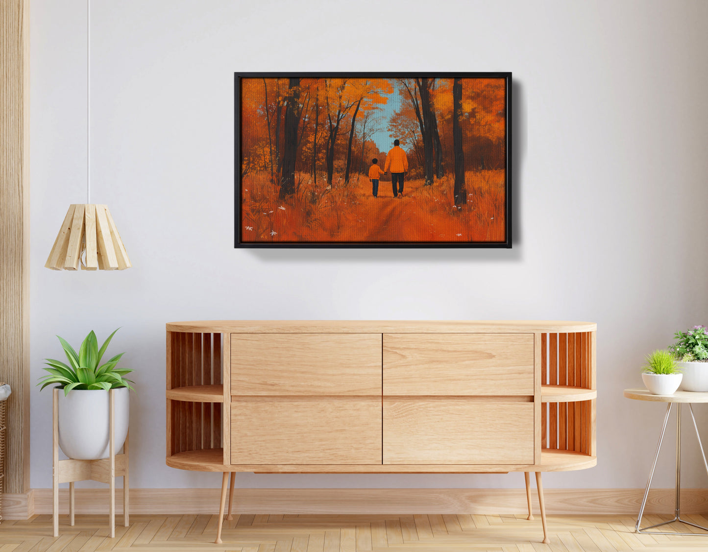 Black Father and Child Autumn Black family wall art view 26