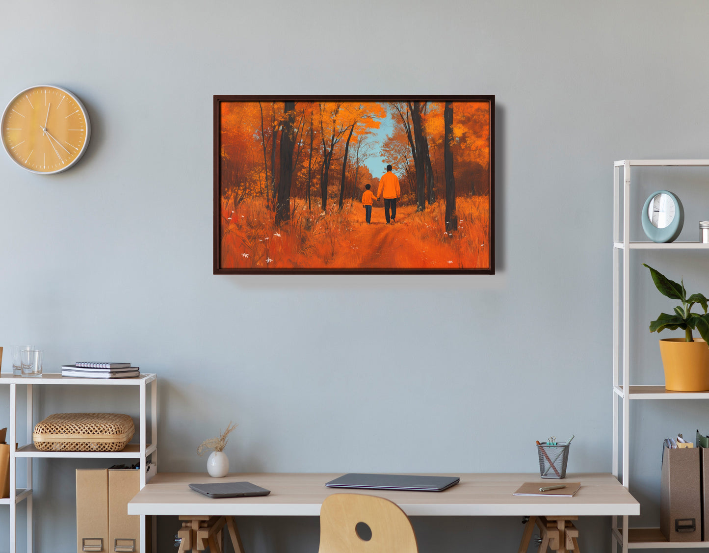 Black Father and Child Autumn Black family wall art view 36