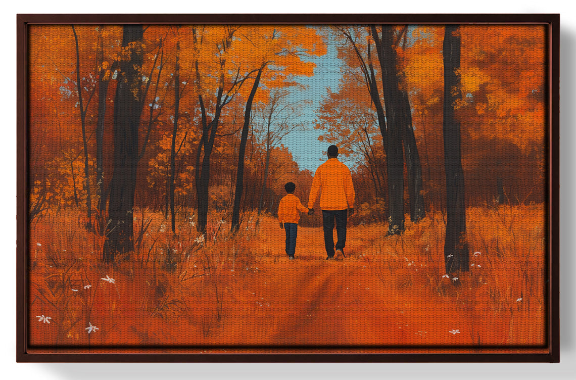 Black Father and Child Autumn Black family wall art view 31