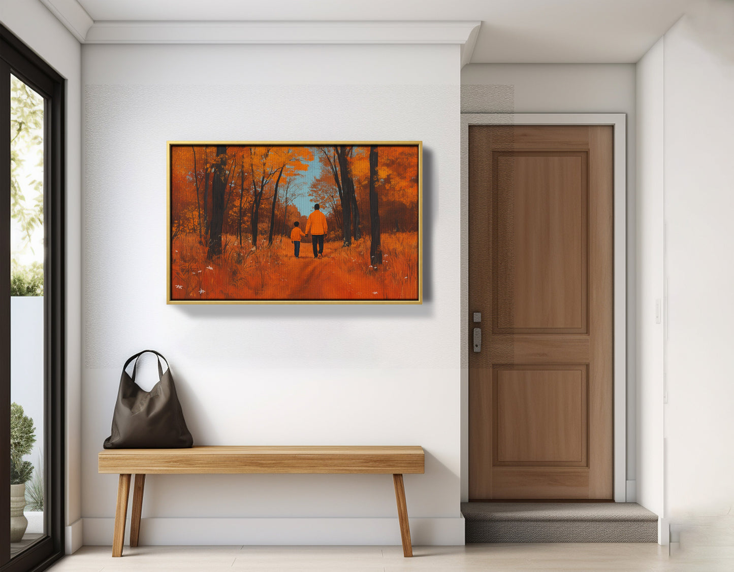 Black Father and Child Autumn Black family wall art view 41