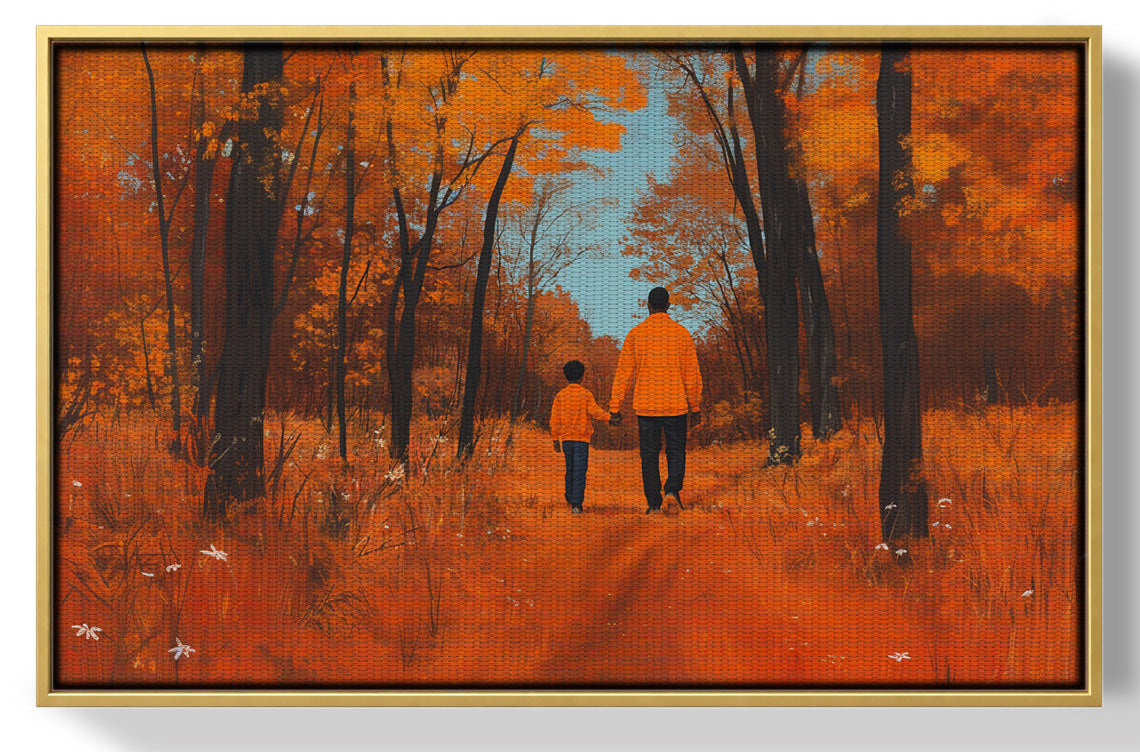 Black Father and Child Autumn Black family wall art view 37