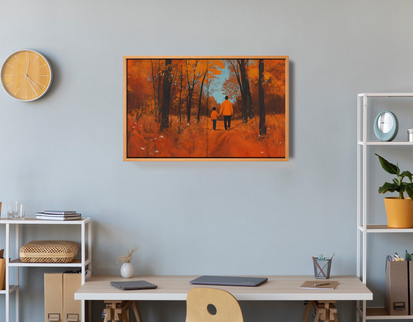 Black Father and Child Autumn Black family wall art view 48