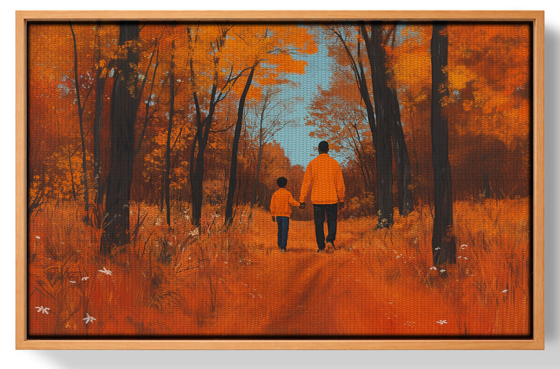 Black Father and Child Autumn Black family wall art view 43
