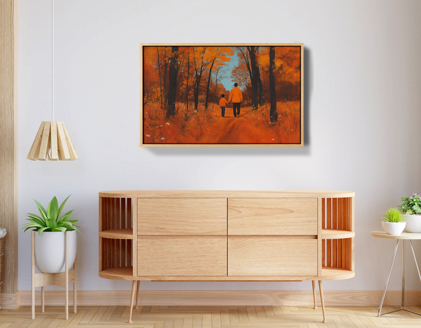 Black Father and Child Autumn Black family wall art view 50