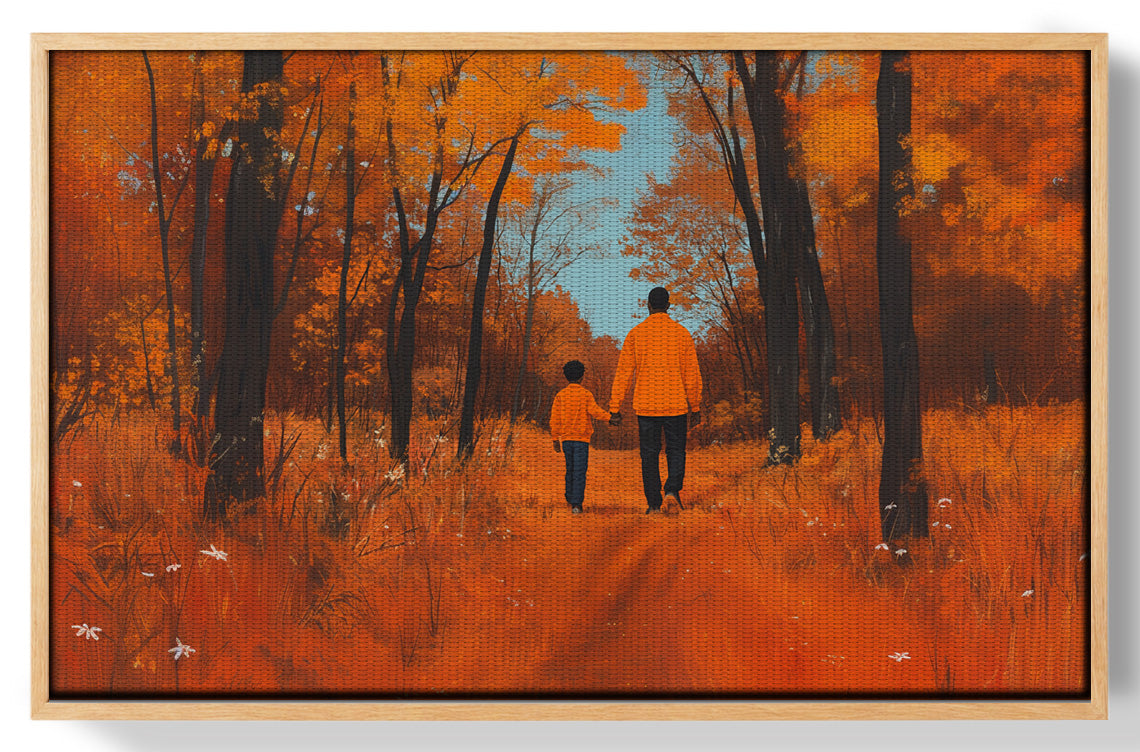 Black Father and Child Autumn Black family wall art view 49